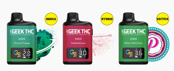 LOST GEEK THC DIPOSABLE STONER MINI SERIES 34,500MG 25-30K PUFFS 3 DEVICES PER POUCH - DISPLAY OF 5