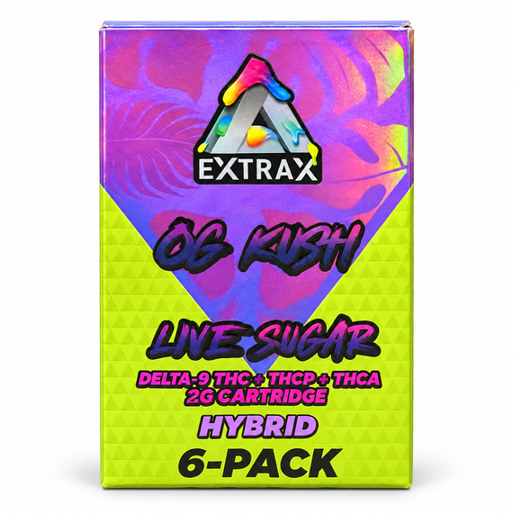 EXTRAX LIVE SUGAR DELTA-9 THC + THC-P + THC-A 2G CARTRIDGES – 6-PACK