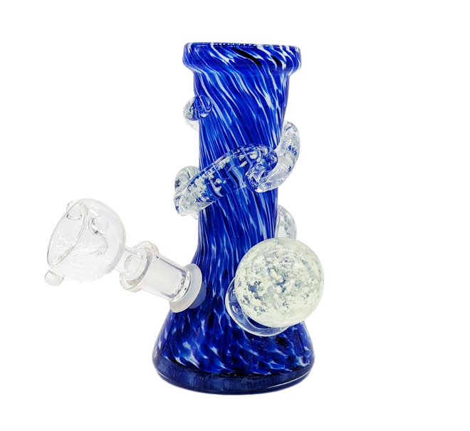 SOFT GLASS GLOW SWIRL WATERPIPE WITH GLOW ORB 6" MIXED COLOR [WP121]