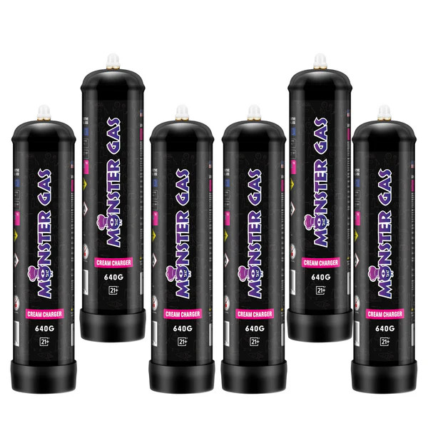 Monster Gas 0.95L N2O 6CT/BOX Whipped Cream Chargers, 640G Nitrous Tank Whip Cream Charger, Nitrous Oxide Tank