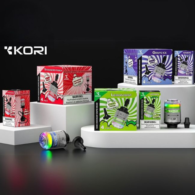 KORI 5% DISPOSABLE E-HOOKAH HEAD (240ML) 120K PUFFS 4CT/ BOX