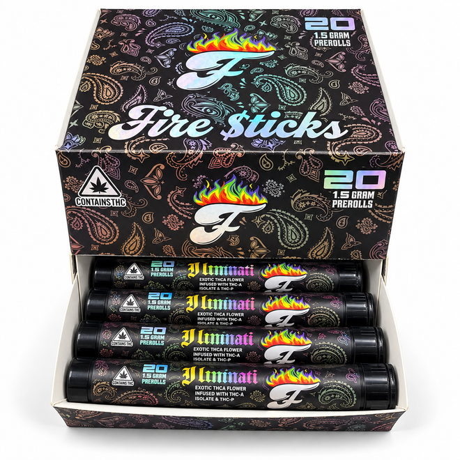 FIRE STICKS FLOWER INFUSED 1.5G INFUSED PRE-ROLLS – 20 COUNT DISPLAY