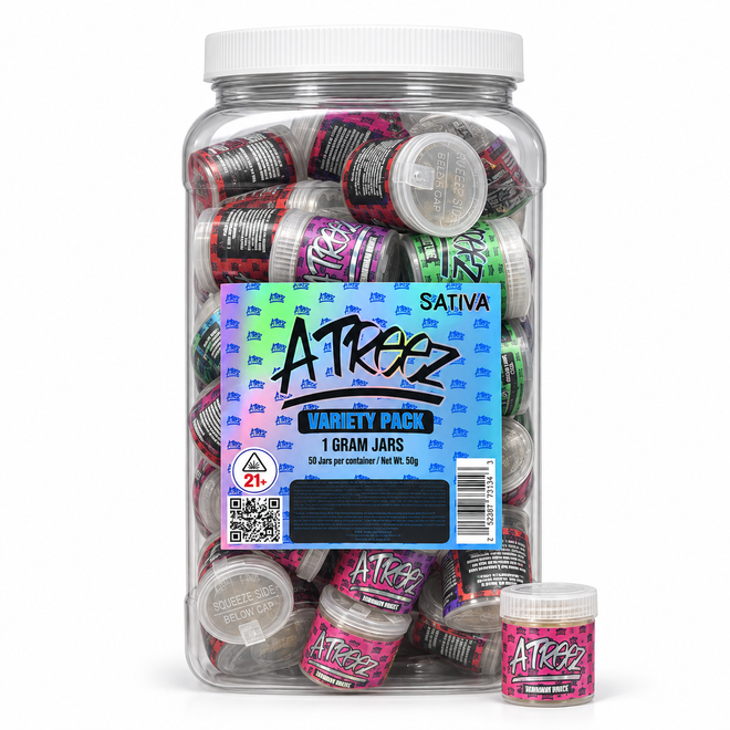 ATREEZ VARIETY PACK 1G FLOWER JARS - DISPLAY OF 56