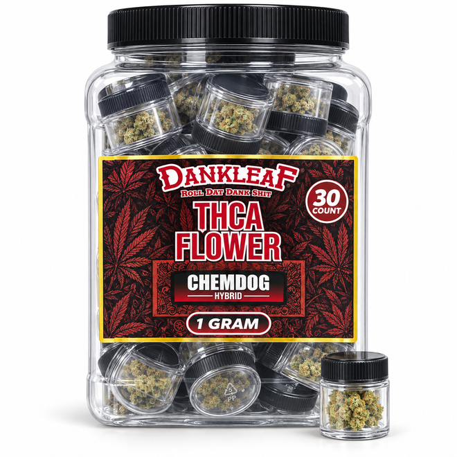DANKLEAF THCA FLOWER 1G JARS – 30-COUNT DISPLAY CONTAINER