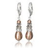 Pretty Bronze Pearl Crystal Dangle Drop Earrings Jewelry for Women Gift
