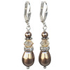 Pretty Bronze Pearl Crystal Dangle Drop Earrings Jewelry for Women Gift