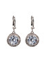 Simulated CZ Cubic Zirconia Round-Cut Halo Drop Leverback Earrings