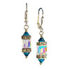 Clear Square Cube and Blue Crystal Rhinestone Squardelle Earrings