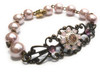 Pink Pearl Bracelet Jewelry for Women Gift Rhinestone Flower