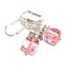 Pink Cube Crystal Dangle Earrings Unique for Women Jewelry Gift Box