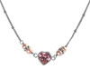 Pink CZ Mini Heart Simulated Pearl Choker Necklace 