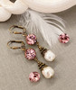 Pink Crystal and Pearl October Birthstone Earrings for Women with Jewelry Gift Box