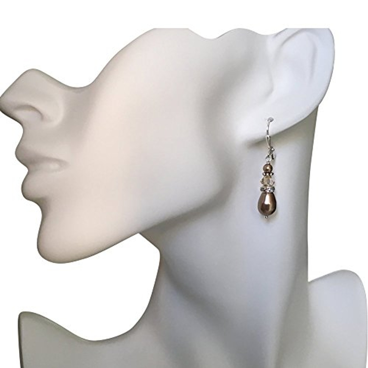 Vintage Bronze Crystal Dangle Earrings for Women with Jewelry Gift Box