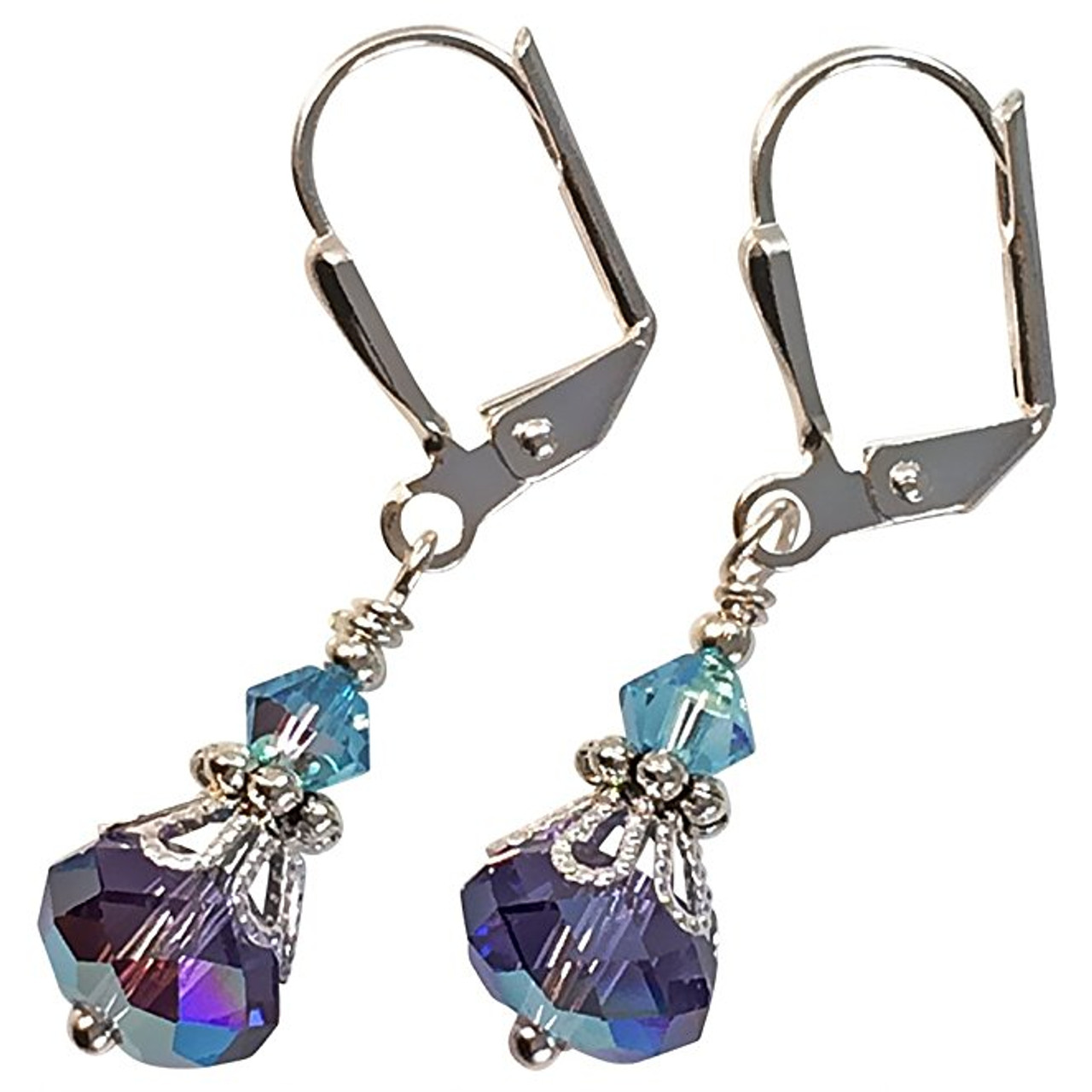 Vintage Bronze Crystal Dangle Earrings for Women with Jewelry Gift Box