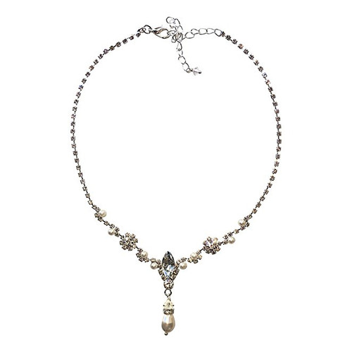 Bridal Rhinestone and Simulated Pearl Pendant Necklace Bridal Rhinestone and Simulated Pearl Pendant Necklace