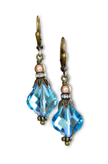 Aquamarine Blue Baroque Crystal Earrings with Crystal from Swarovski Aquamarine Blue Baroque Crystal Earrings with Crystal from Swarovski