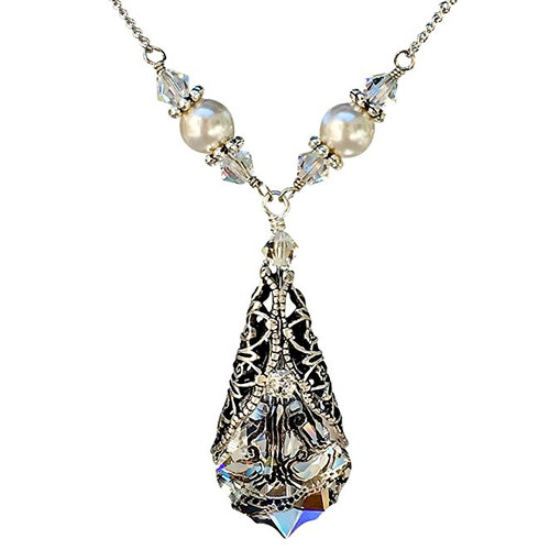 Lady Freeform Crystal Rhinestone Pendant Necklace Christmas Gift discount 