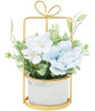 Flores De Hortensia De Imitación Y Maceta De Cerámica Con So 0