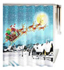 Navidad Trineo Santa Claus Elk Baño Ducha Cortina Impermeabl 0