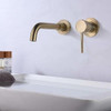 Griferia De Pileta De Baño Montaje En Pared Dorado Cepillado 2
