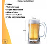 Jogo De 4 Canecas Em Vidro Reforçado Cerveja Chopp  400-ml 2