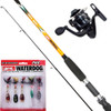 Equipo Pesca Truchas Reel + Cucharas Mosca + Caña 2 Tramos Ideal Pesca Sur Truchas Spinning Tarariras 0