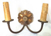 Antiguo Aplique Bronce 2 Luces Rosca Mignon B20 0