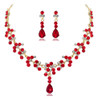 Conjunto Elegante De Colar E Brinco Vermelhos, Strass De Noi 4