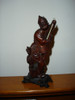 Antigua Talla China Oriental De Madera Baston Ojos Sonrisa 0
