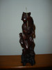 Antigua Talla China Oriental De Madera Baston Ojos Sonrisa 4