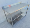 Mesa Com Rodizio Inox 80x50 Bancada Espelho 2 Prateleiras 2