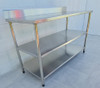 Mesa Com Rodizio Inox 80x50 Bancada Espelho 2 Prateleiras 4
