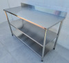 Mesa Com Rodizio Inox 80x50 Bancada Espelho 2 Prateleiras 5