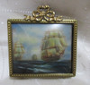 Cuadro Pint A Mano Miniatura Firm Diseño Galeones Navíos Mar 0