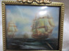 Cuadro Pint A Mano Miniatura Firm Diseño Galeones Navíos Mar 2