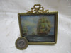 Cuadro Pint A Mano Miniatura Firm Diseño Galeones Navíos Mar 6