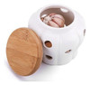 Garlic Keeper Ceramic Storage Contenedor Gres Blanco Con Tap 2