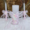 Set Velas Para Bautismo Con Velón Y Pañuelo Rosa 6