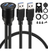 2 Cabos De Extensão Duplos Usb 3.0 Aux Flush Mount Car Mount 0