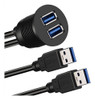 2 Cabos De Extensão Duplos Usb 3.0 Aux Flush Mount Car Mount 2