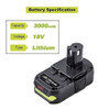 2pack 3.0ah P108 P102 Reemplazo Para Batería Ryobi 18v Lit 3