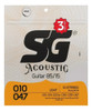 Kit 3 Encordoamento Sg Violão 010 Bronze 85/12 Light Palheta 0