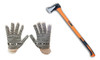Hacha Con Cuña De Partir Cabo De Fibra + Guantes Black Iron 0