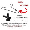 Kit 50 Cabides Preto Com 100 Presilhas Saia Calça Camiseta 3 Kit 50 Cabides Preto Com 100 Presilhas Saia Calça Camiseta 3