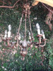 Una Espectacular Araña En Bronce Macizo Tallado De 7 Luces 0