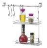 Kit Cozinha Suspensa Prateleira Dupla 3 Ganchos Barra Aço 1 Kit Cozinha Suspensa Prateleira Dupla 3 Ganchos Barra Aço 1