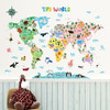 Calcomanías De Pared Mapa Mundial Animales Niños Decoración 2