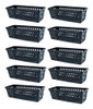 Kit 10 Cestos Comprido Retangular Preto 28x11x8 Cm 0