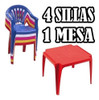 Combo 4 Sillas De Plastico + Mesa De Niño Varios Colores 0