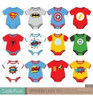 Kit Imprimible Clipart - Mameluco Body Superheroes Bebe 1